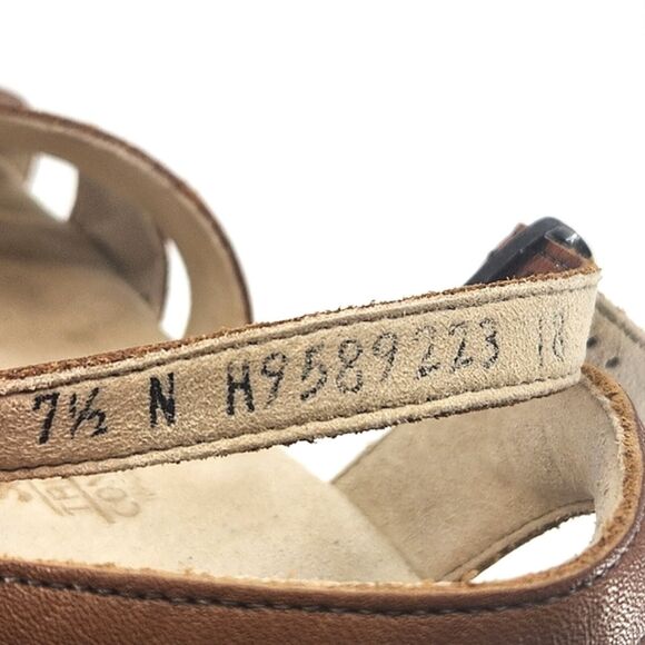 SAS Huarache Quarter Strap Sandals Women 7.5N Antique Tan Brown Embroidery Shoes - Picture 9 of 9